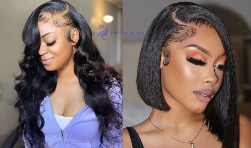 Deep Side Parted Weave with a Curve