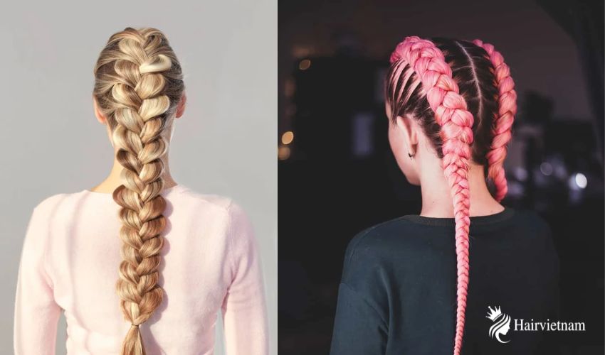 French braids weaving on natural hair
