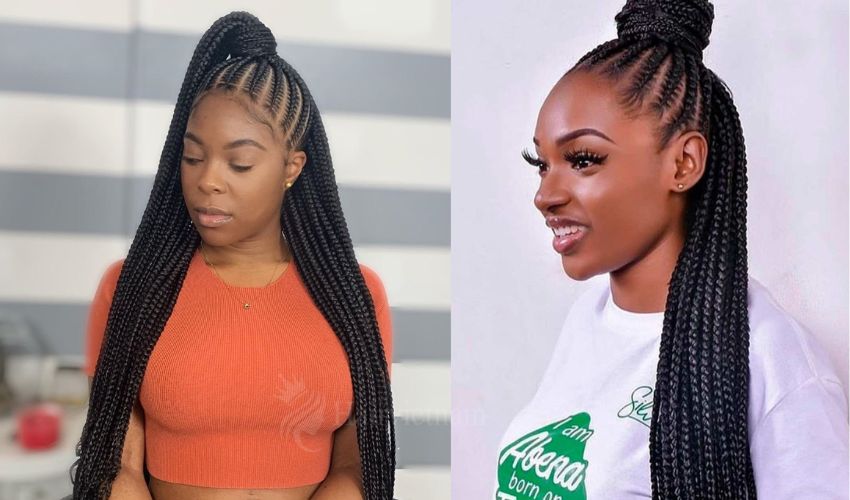 4. Half-Up Half-Down Cornrows