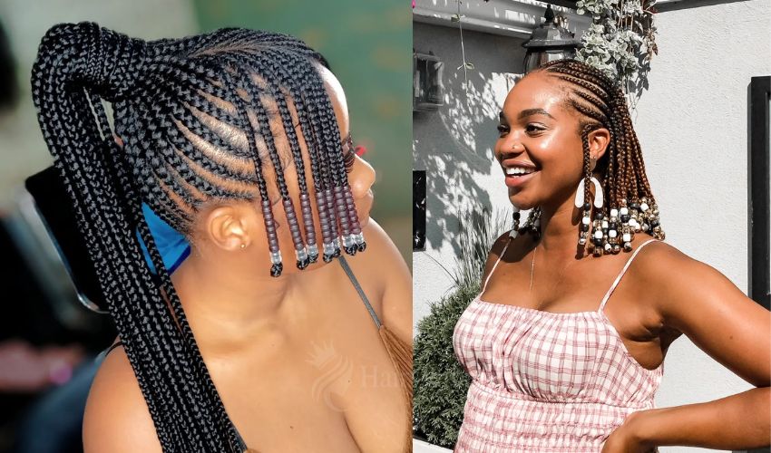 8. Cornrows with Beads