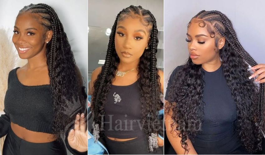 Half braids half sew in