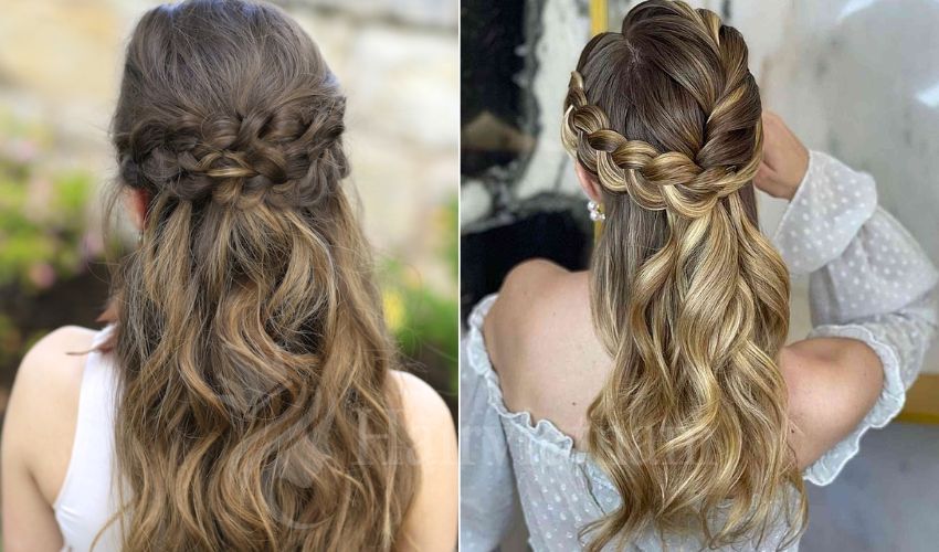 Half up half down with braids