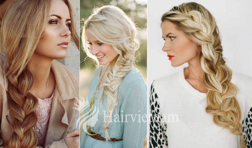 Braided hair off the shoulder