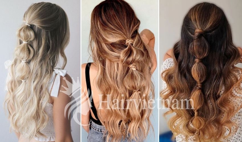 Half Up Bubble Braid Hairstyle