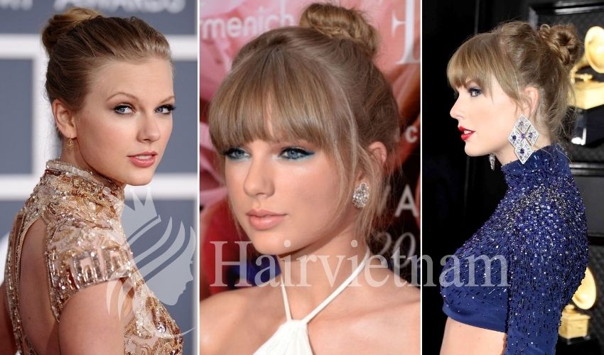 Taylor Swift High Bun Hairstyle
