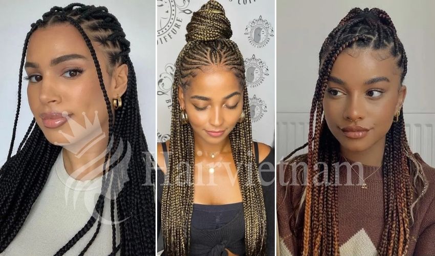 Long Knotless Half Updo