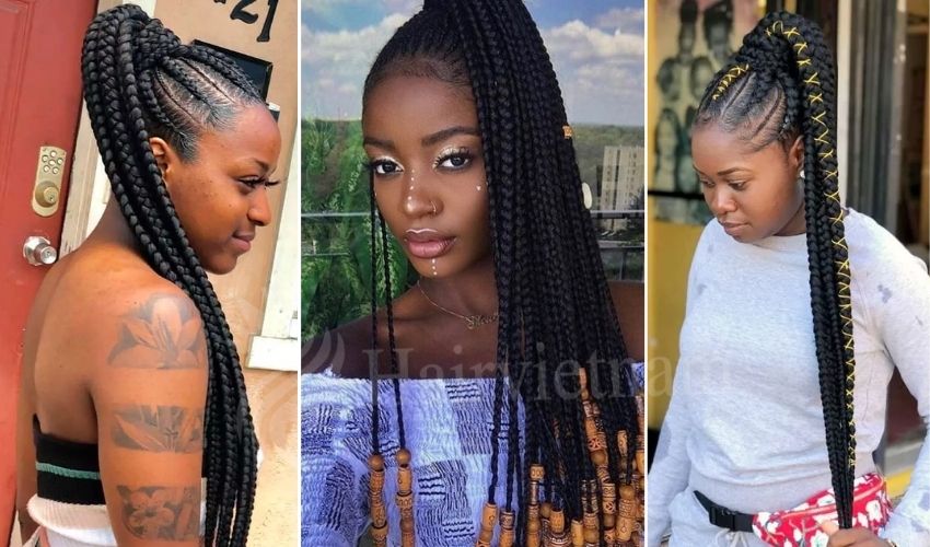African Cornrow Ponytail