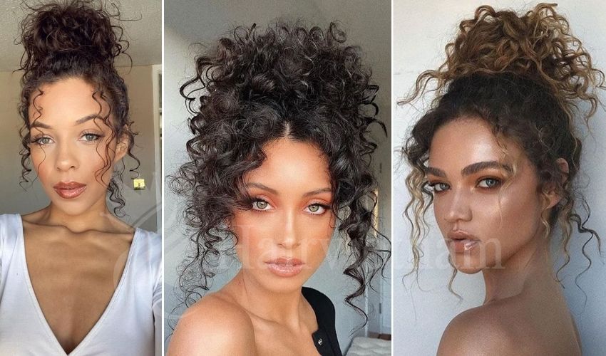 Messy Bun With Long Curly Hair