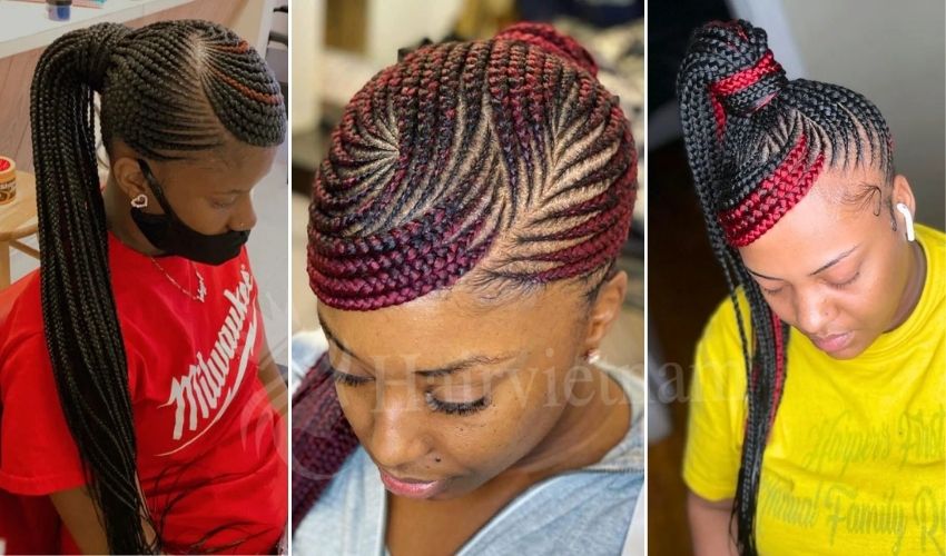 Ponytail Cornrow Braids With Swoop