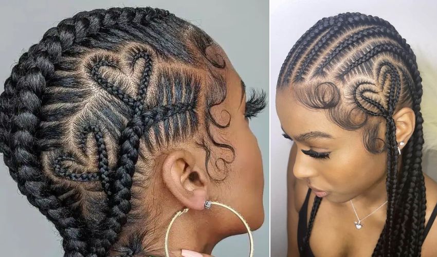 Double Heart Cornrow Braids