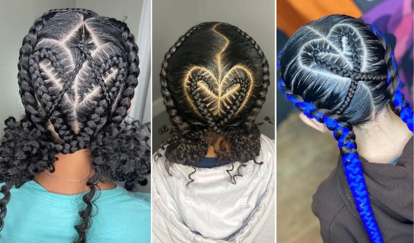 Middle Part Heart Braids